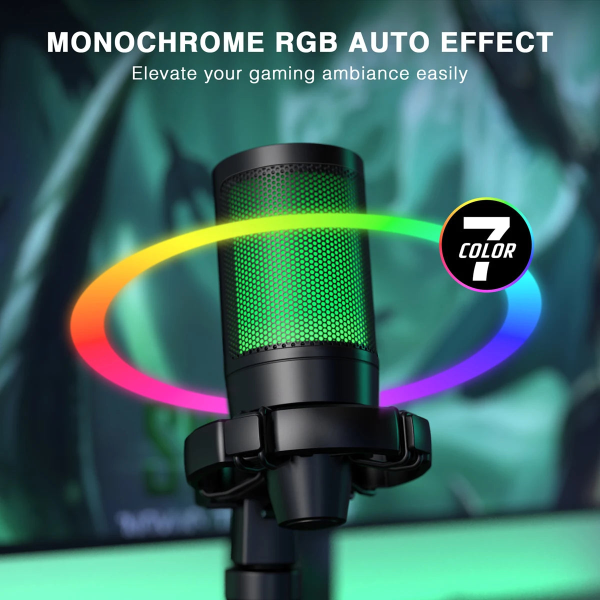 AmpliGame by FIFINE RGB USB Gaming Microphone with Light-touch Mute