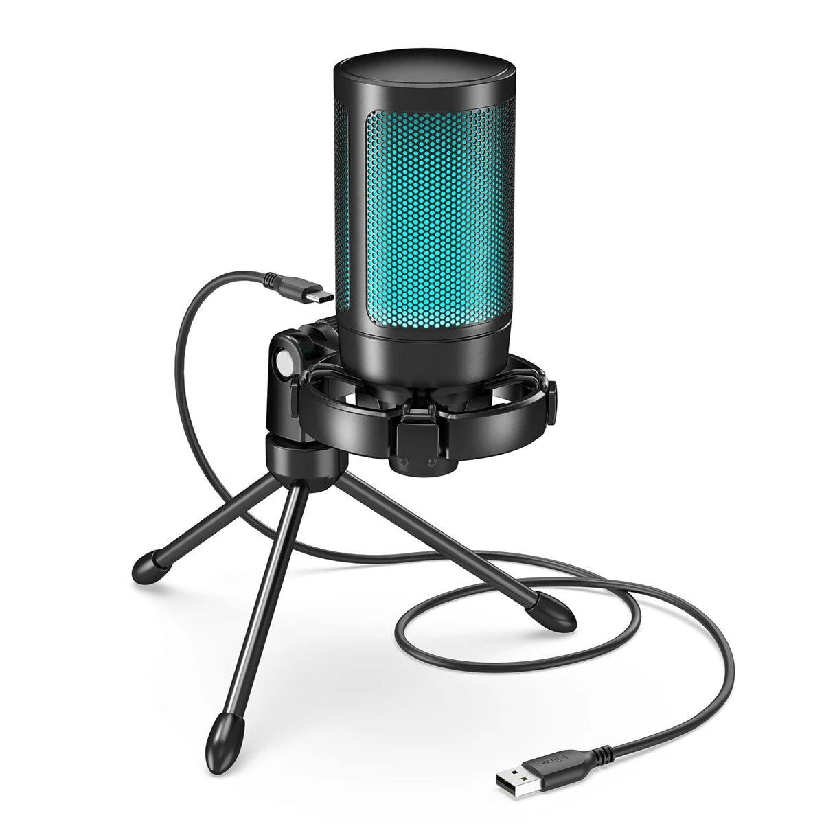 AmpliGame by FIFINE RGB USB Gaming Microphone with Light-touch Mute