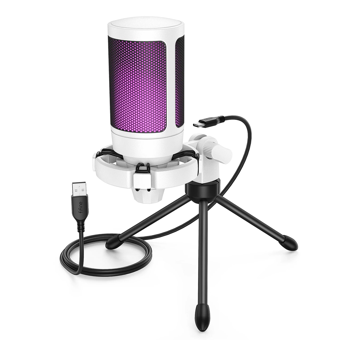 AmpliGame by FIFINE RGB USB Gaming Microphone with Light-touch Mute